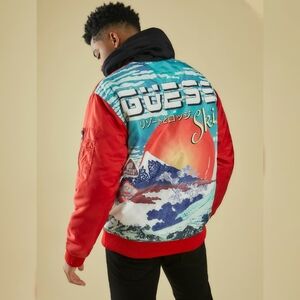 New GUESS Wave Hooded Ski Bomber Jackets